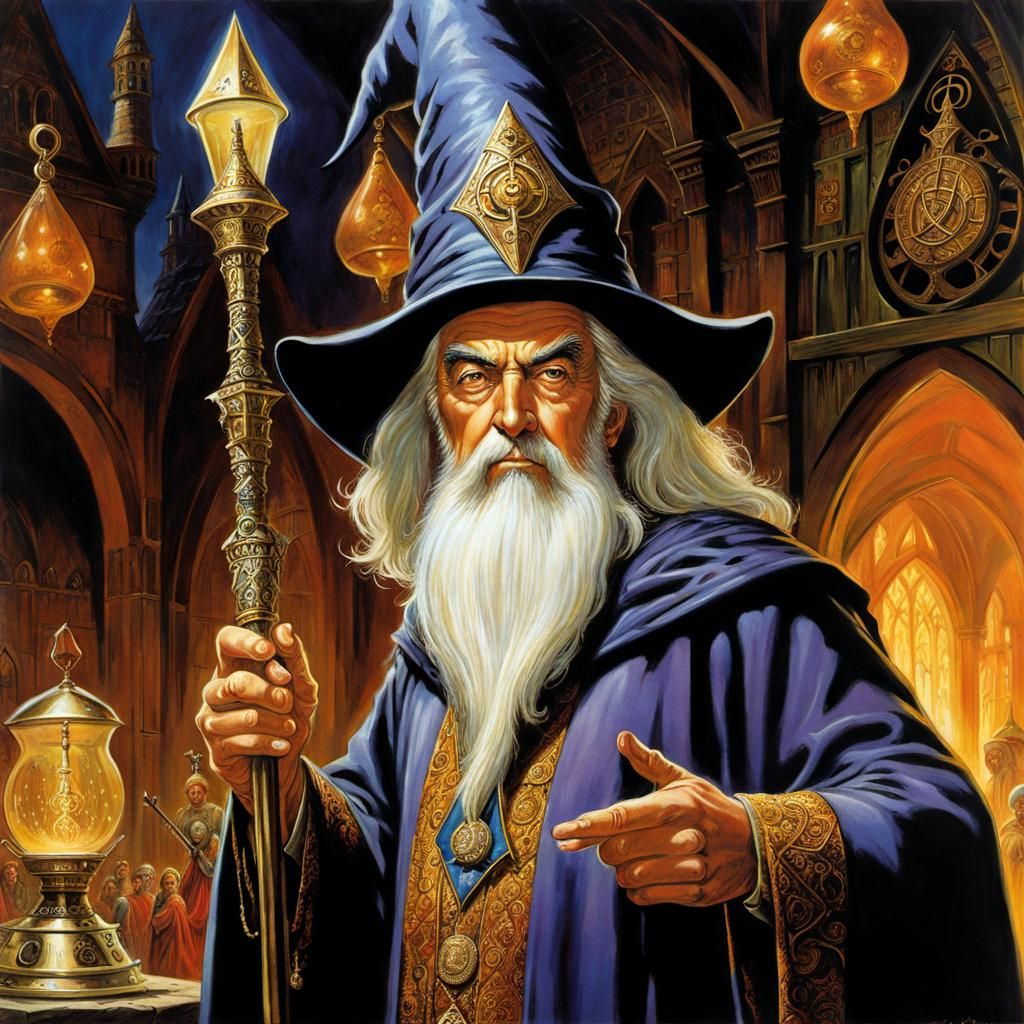 Wizard Archchancellor in Ankh Morpork, Fantasy Art