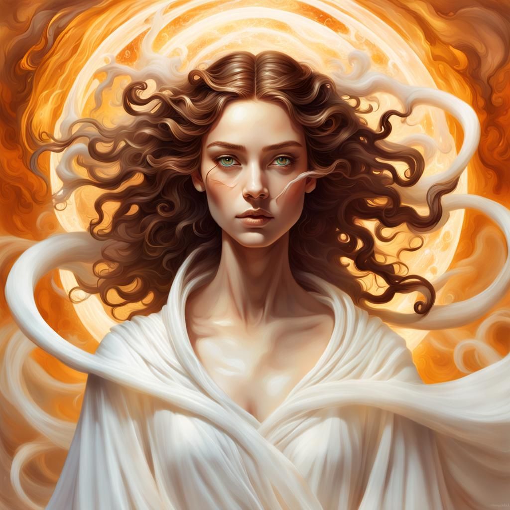 Mystical White Sorceress in Surrealist Portrait