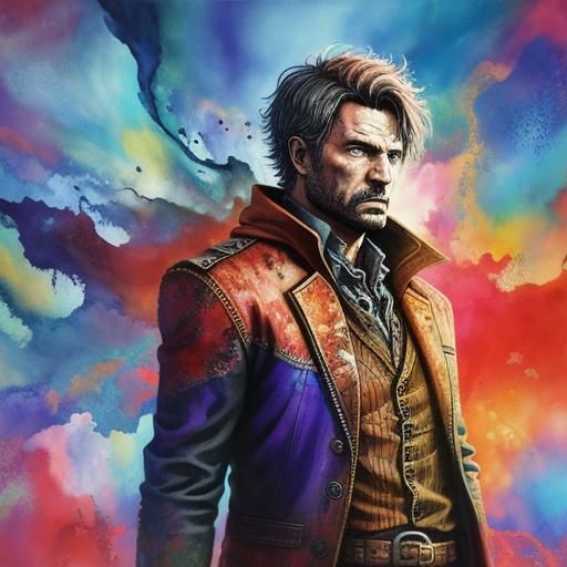 Surreal Alcohol Ink Portrait with Glitch Art