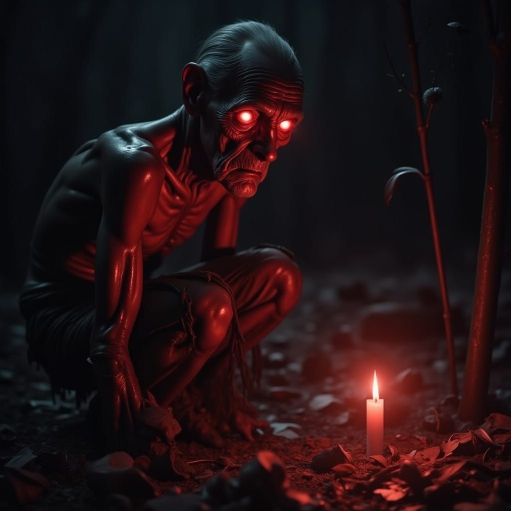 Gaunt Old Man in Dim Light, Gothic Horror Style