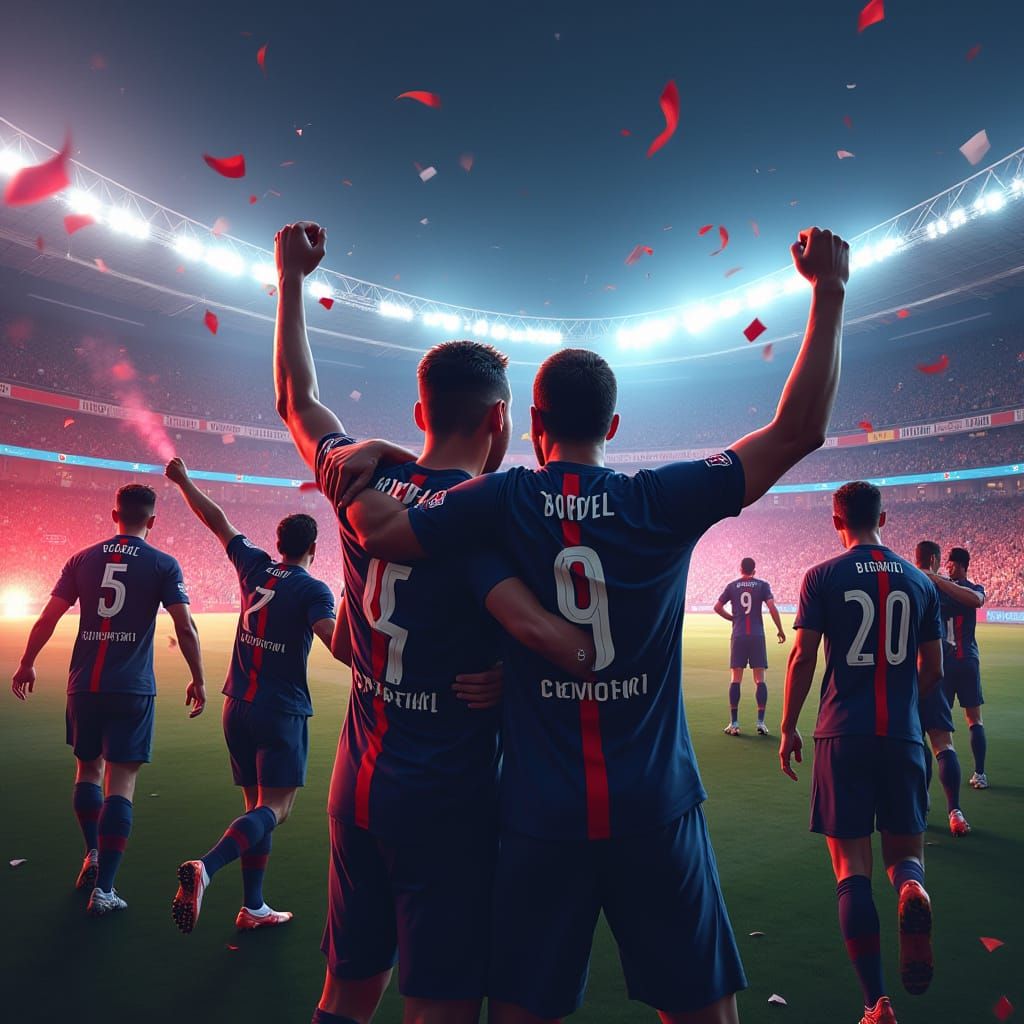 Soccer Victory Celebration in Modern Stadium