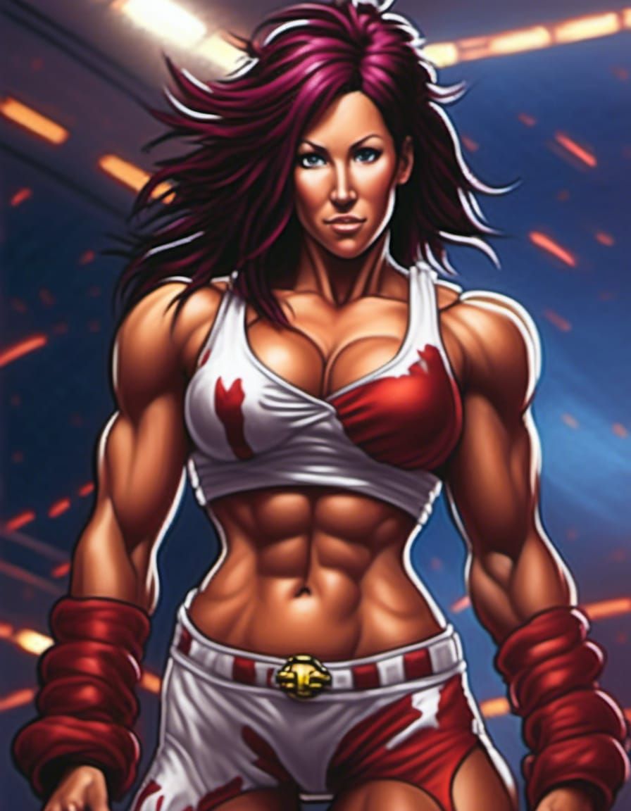 Female Bodybuilder in Wrestling Costume, King of Fighters St...