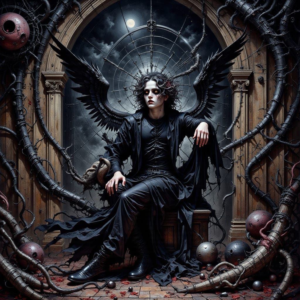 Dark Woman in Shadows: Biomechanical Apocalyptic Art