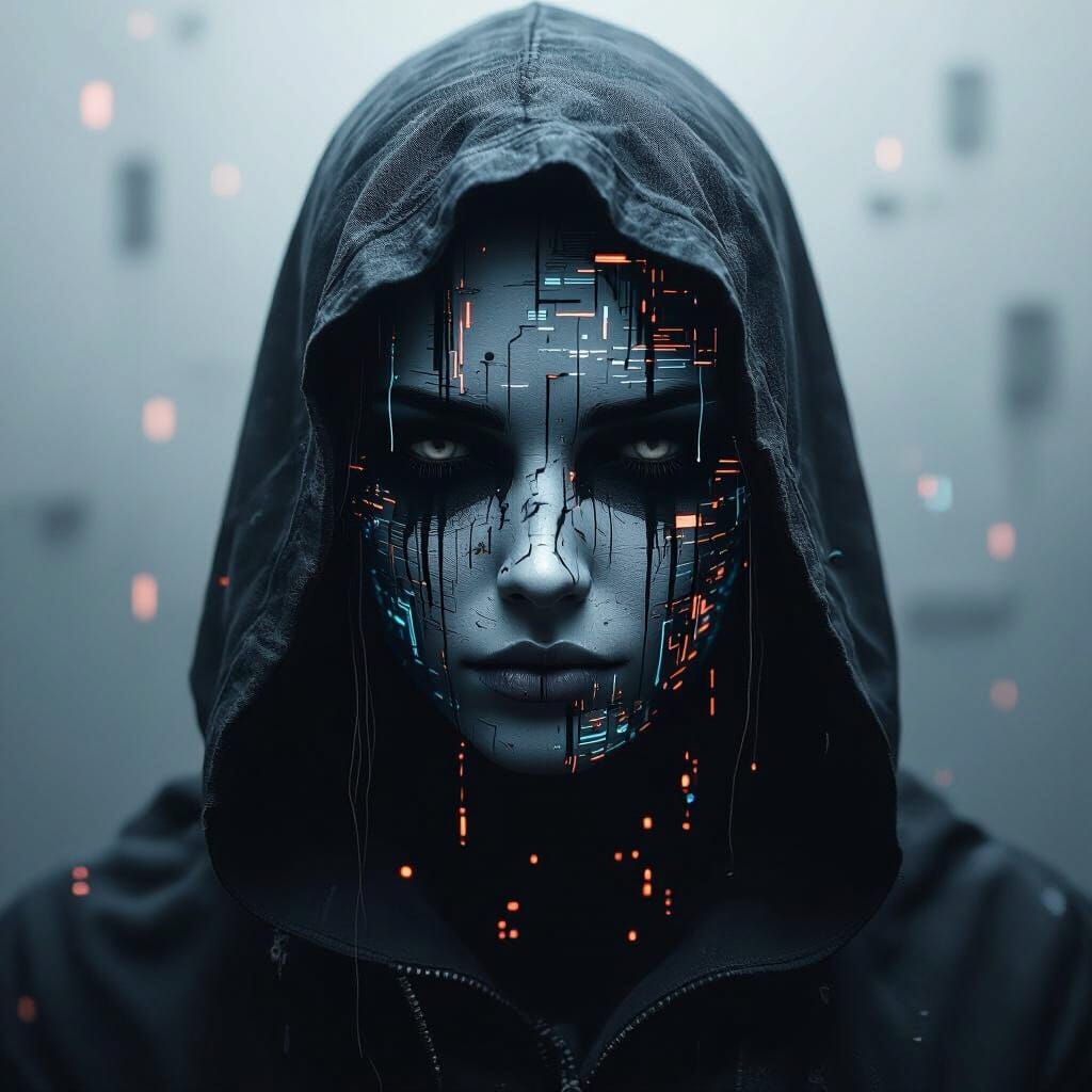 Corrupted Data Entity in Chiaroscuro Lighting