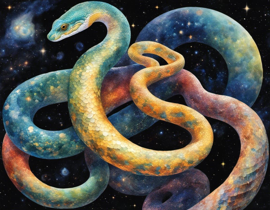 Celestial Serpent in Galactic Rainbow Style