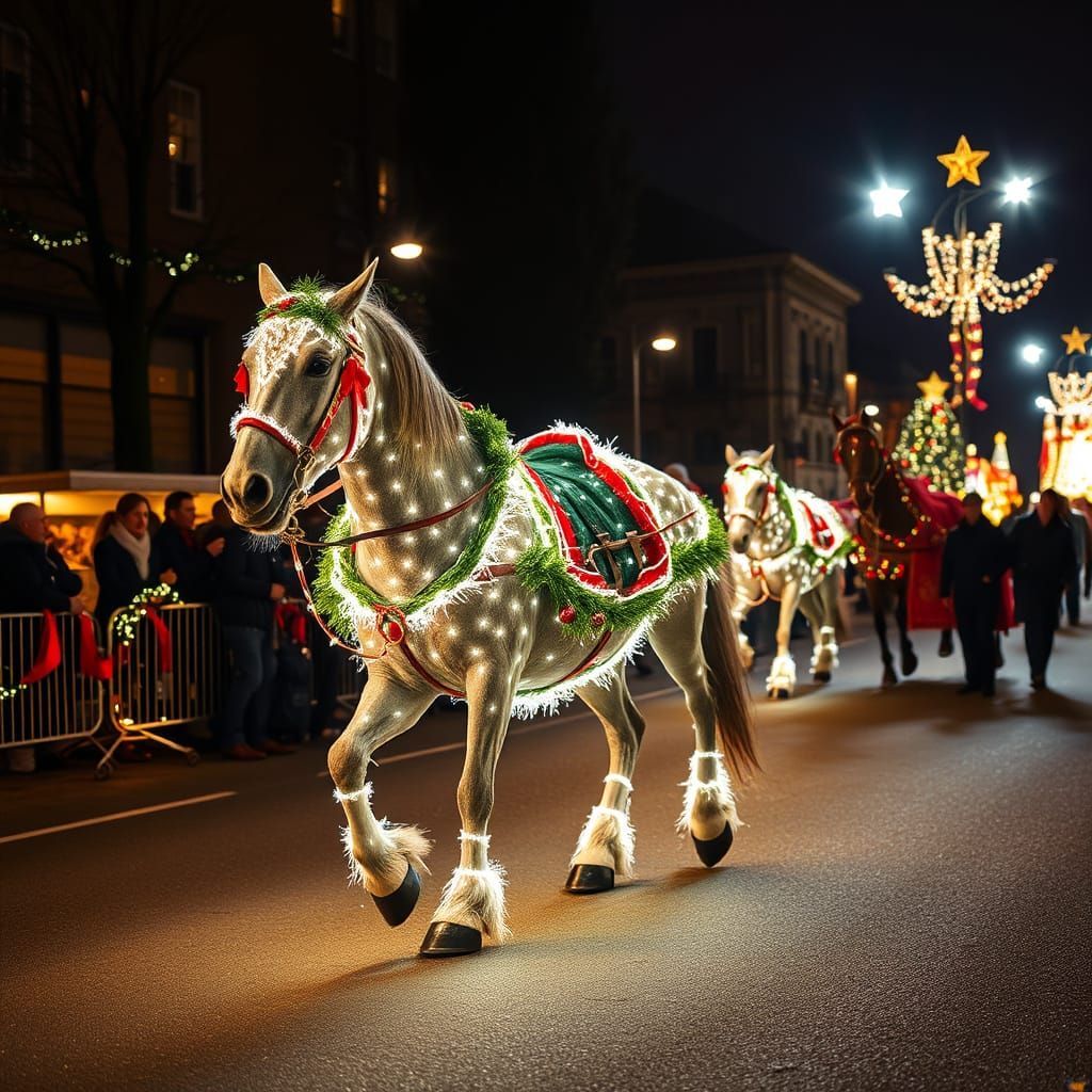 Christmas Horse Illuminated for Holiday Parade