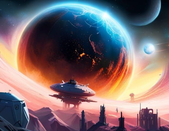 Nebula and Exploding Planet from Space Station