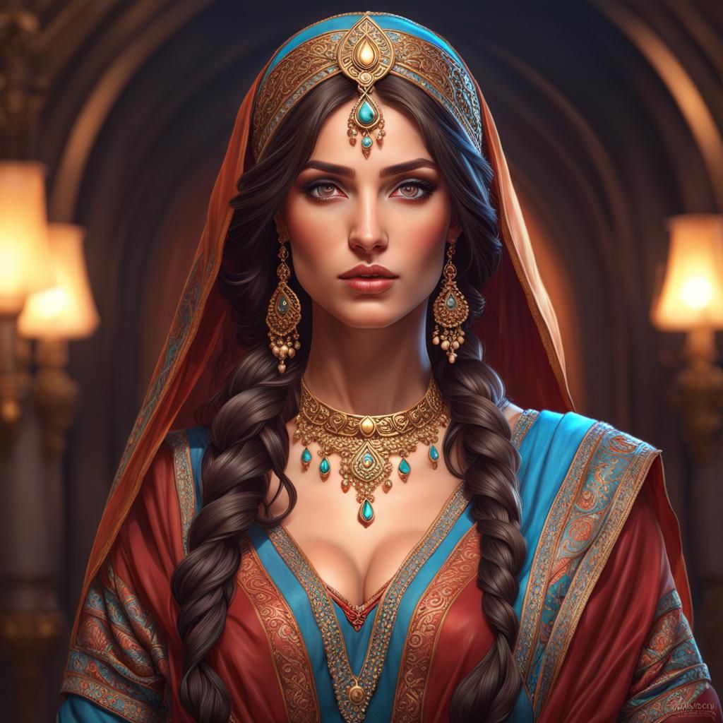 Ethereal Armenian Woman Portrait in Hyperrealistic Style