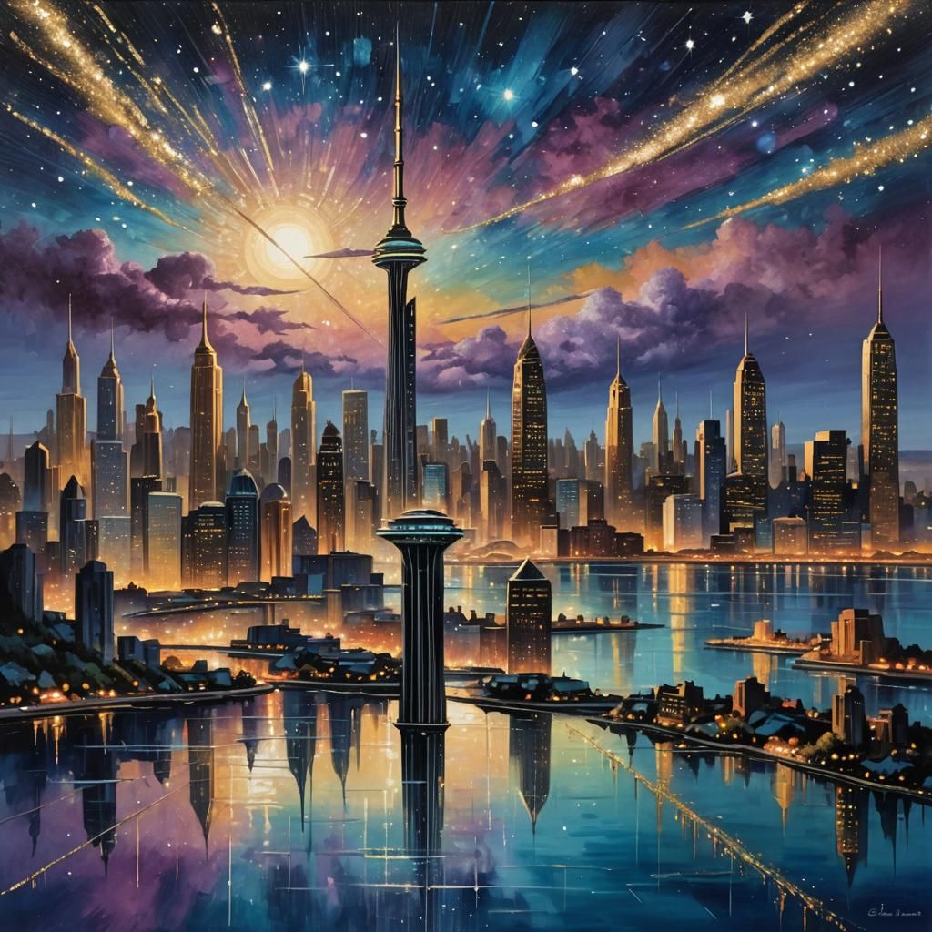 Stardust Brush Creates Art Deco Cityscape