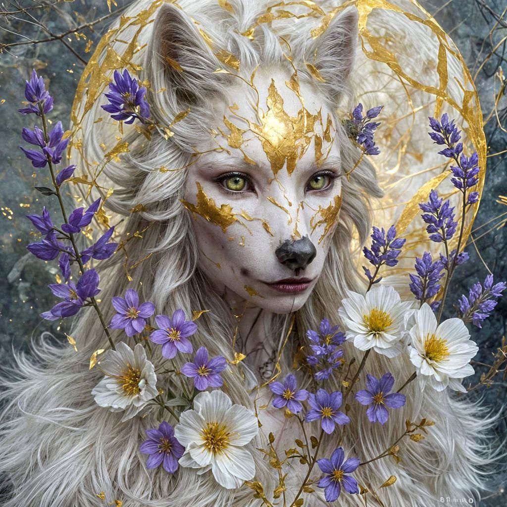 Kintsugi Lupine Goddess in Fantasycore Style