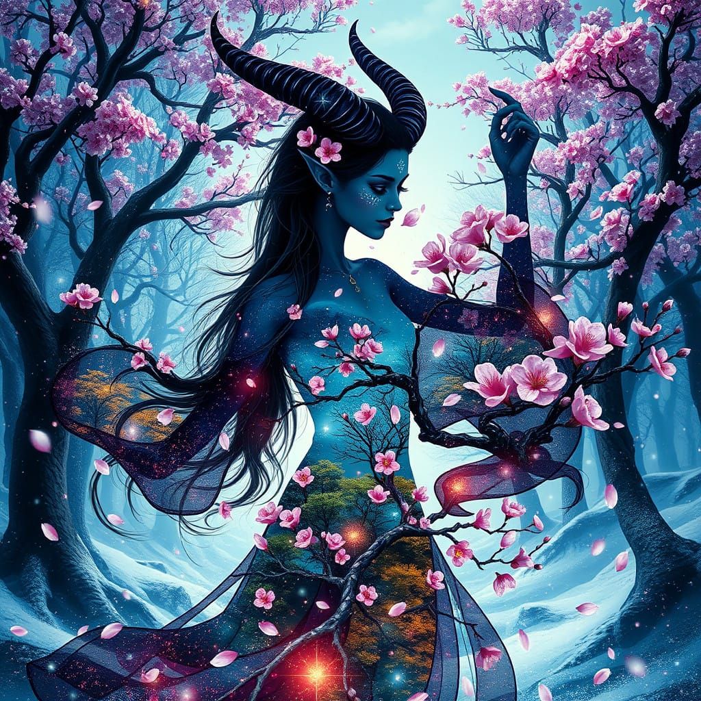 Enchanted Tiefling Dances with Seasons in Whispers of the Wi...