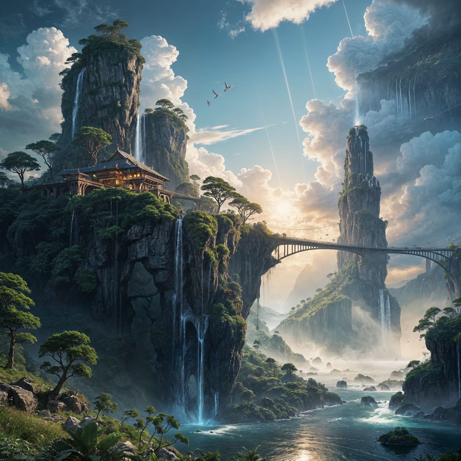 Luminous Sky Bridge Connects Vibrant Islands in a Marvel of ...