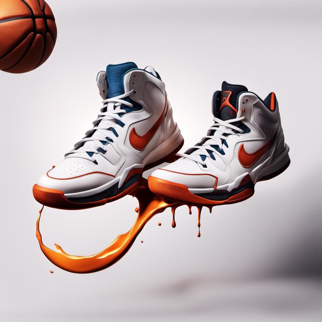 Hyperrealistic Basketball Shoes Splash Art