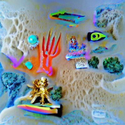 Surreal Undersea Temple with Mermaid Skeletons