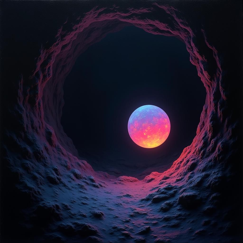 Bioluminescent Orbs in a Black Void: Matte Painting