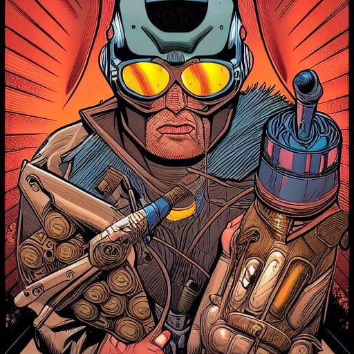 Bounty Hunter Illustration in Comic Book Style