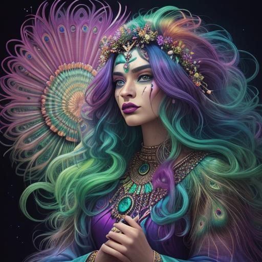 Rainbow Goddess in Pop Art Comic Style