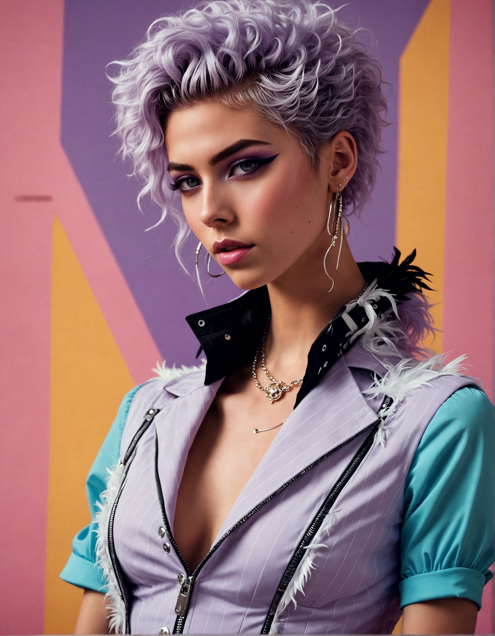 Androgynous Model in Lilac Corset: Hyper-Realistic Digital A...