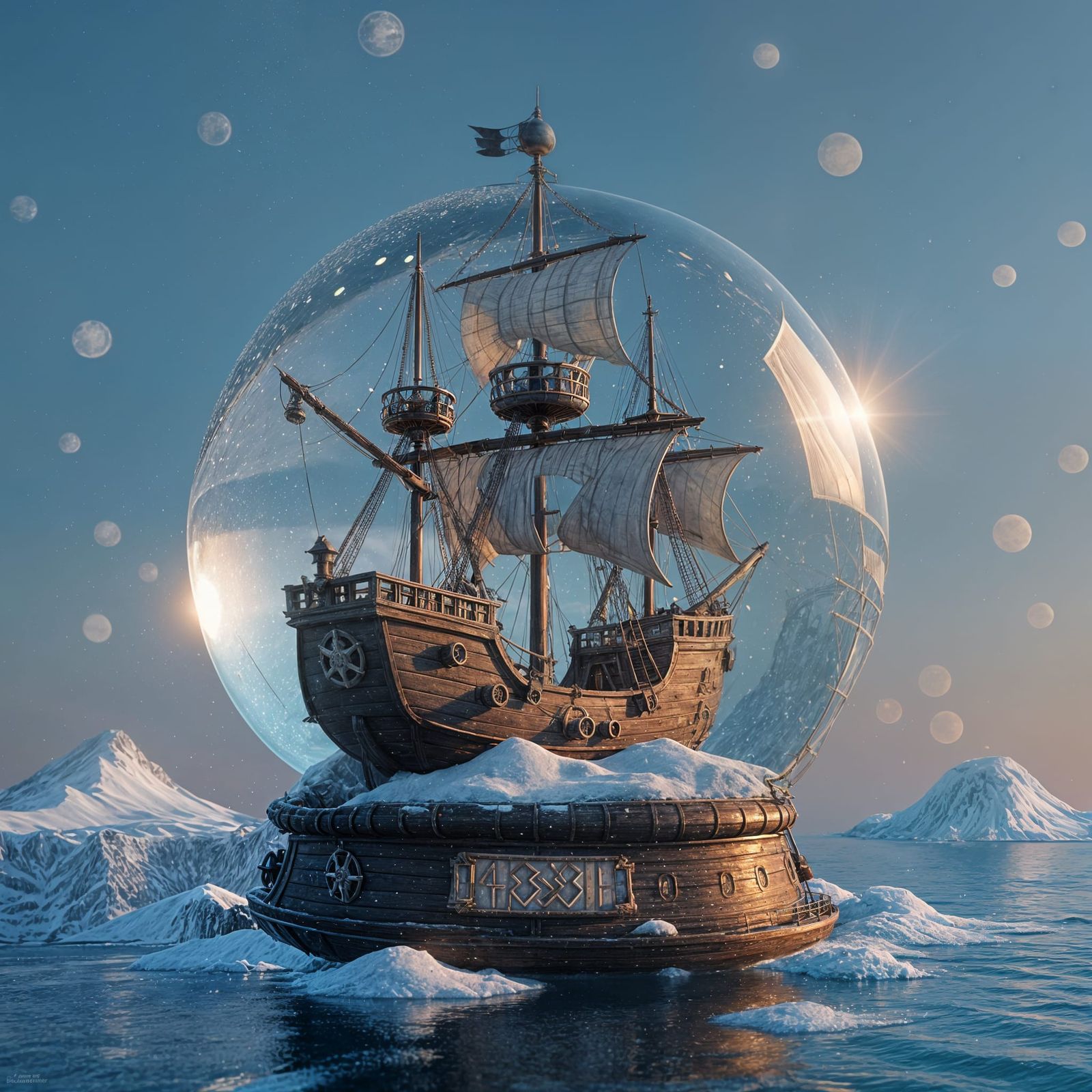 Pirate Shipwreck Inside a Snow Globe