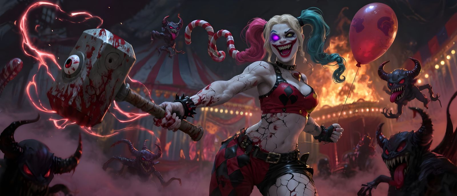 Harley Quinn and Violator Grotesque Fusion Art