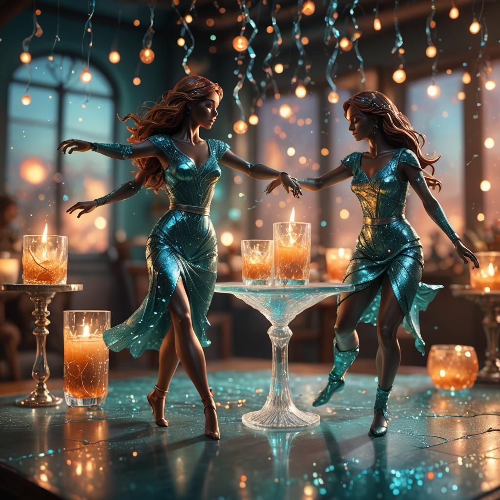 Glass Figurines Dancing: Fantasy Art in Unreal Engine