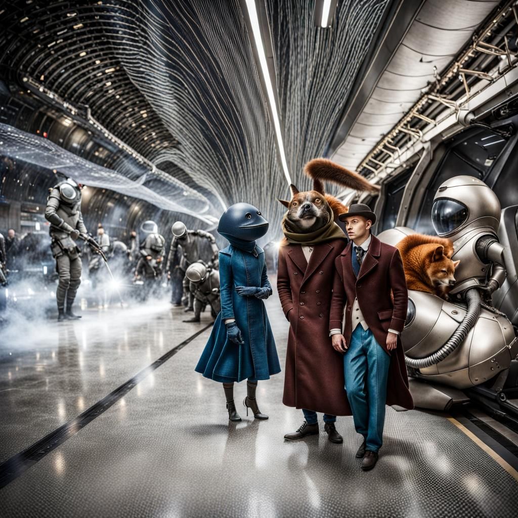 Surreal Alien Celebration in a Restaurant