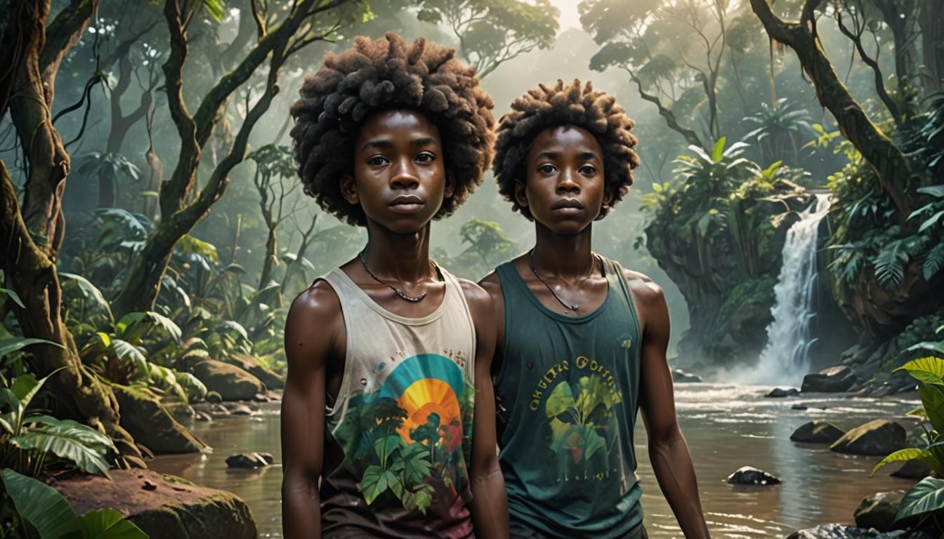 Afro-Futurism: Young Man Lifts Weight by River