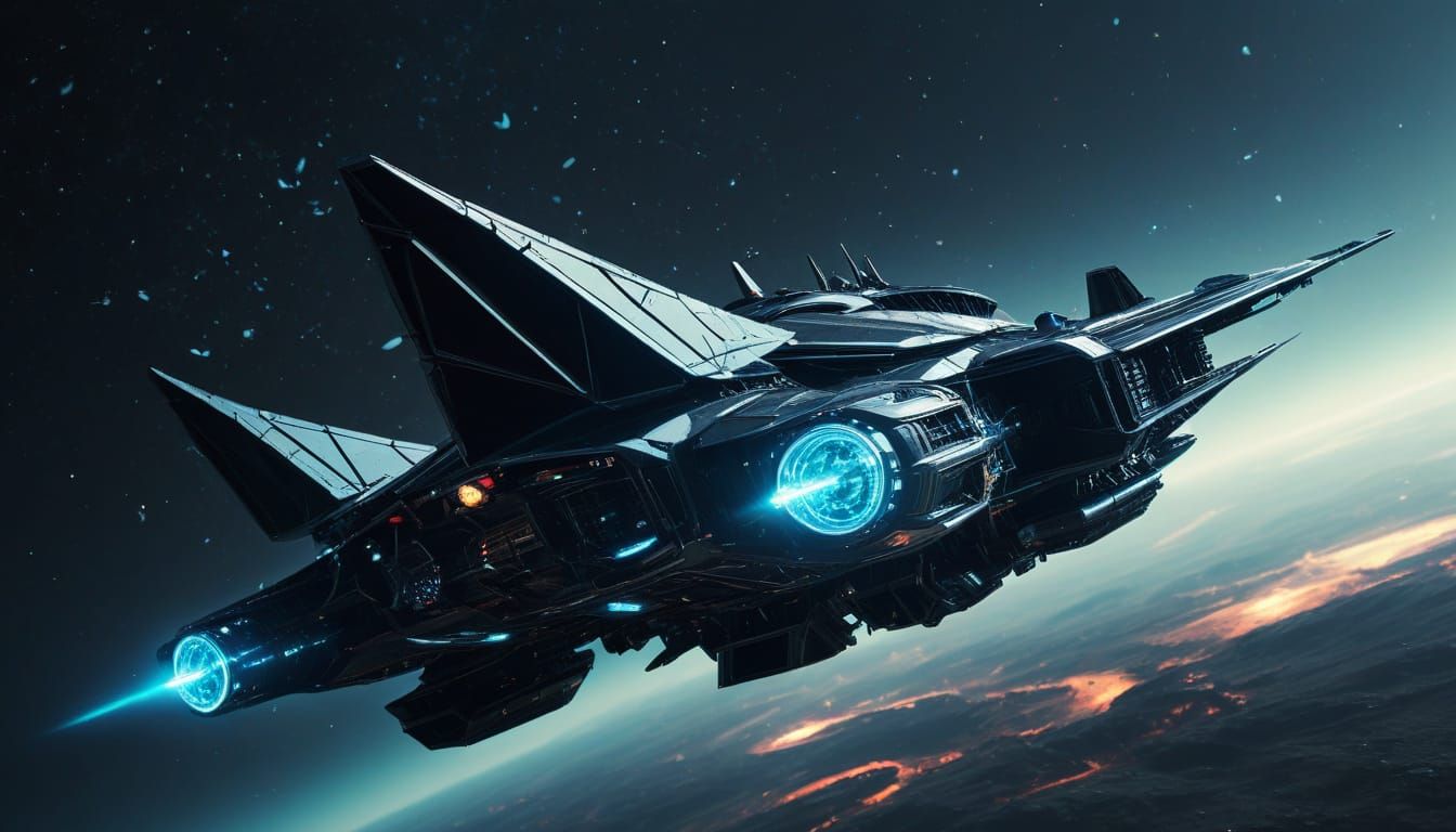 Cosmicpunk Starship with Dark Fantasy Design