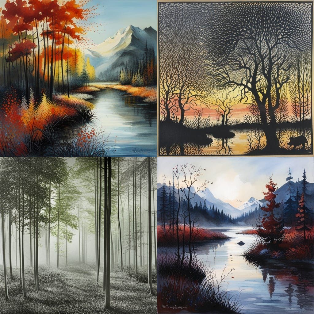 Silhouette Landscape in Paper-Cut Animation Style