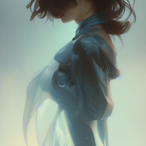 Girl in Mist: Hyperdetailed Portrait Art