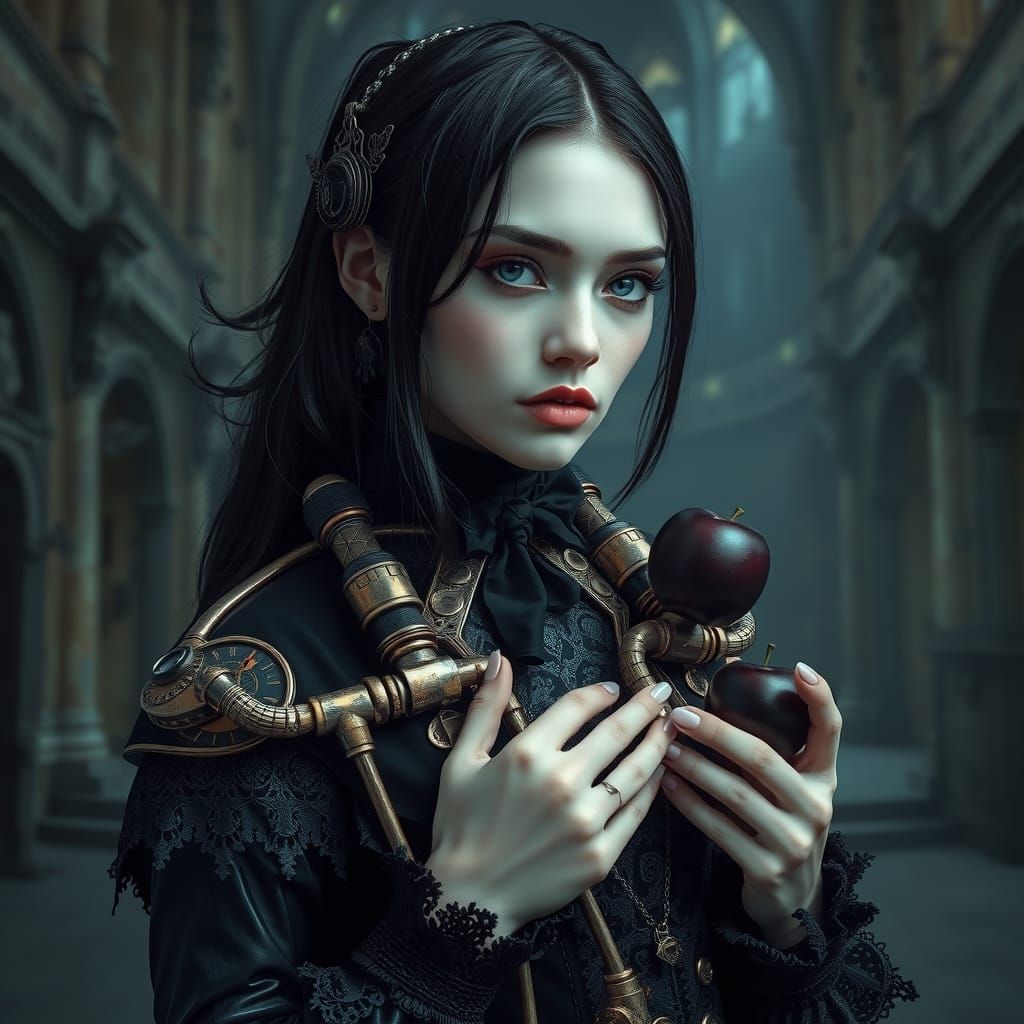 Victorian Gothic Woman with Mechanical Exoskeleton