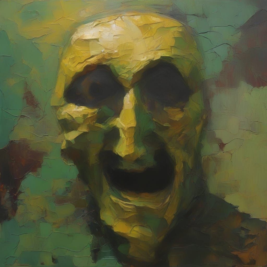 Nightmarish Scarecrow in Gouache Impasto Style