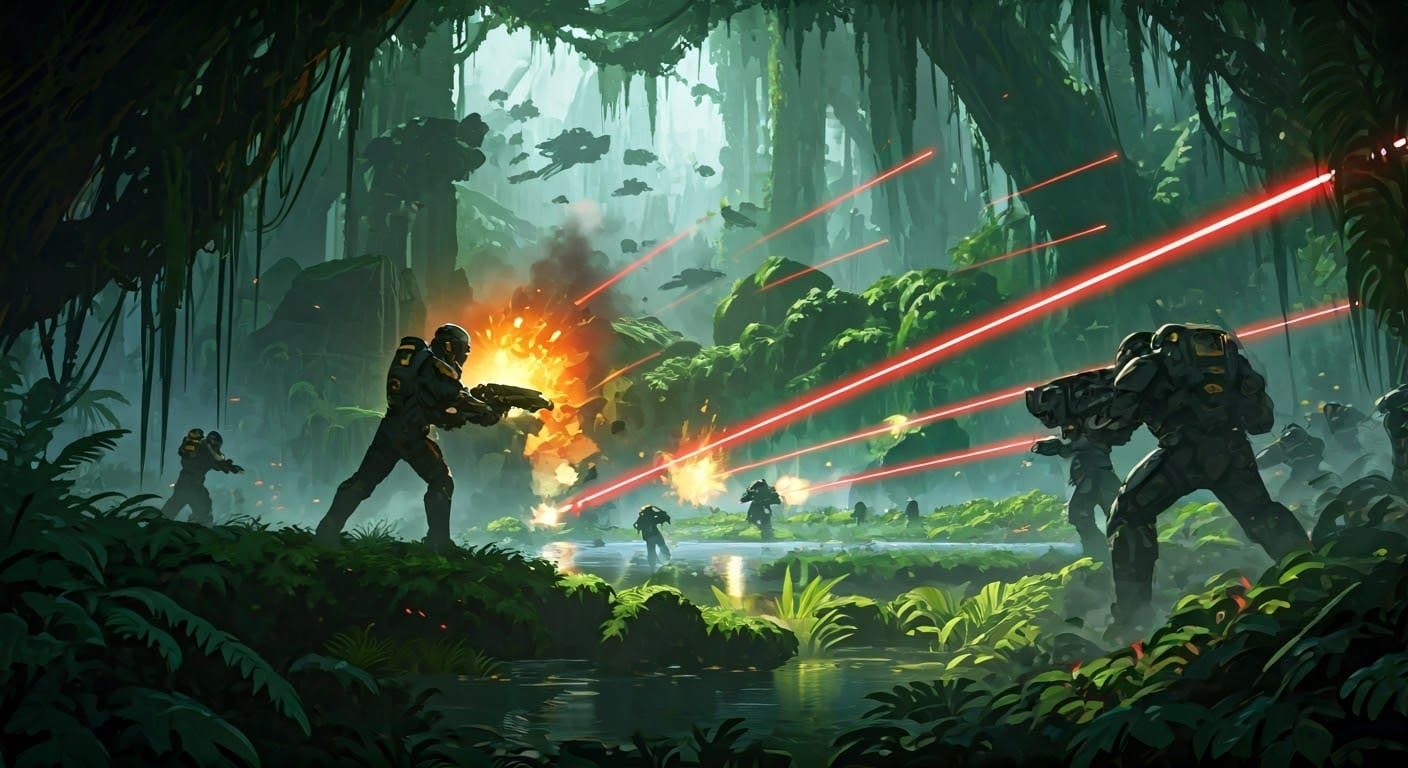 Helldivers Battle Automatons on Distant Jungle Planet