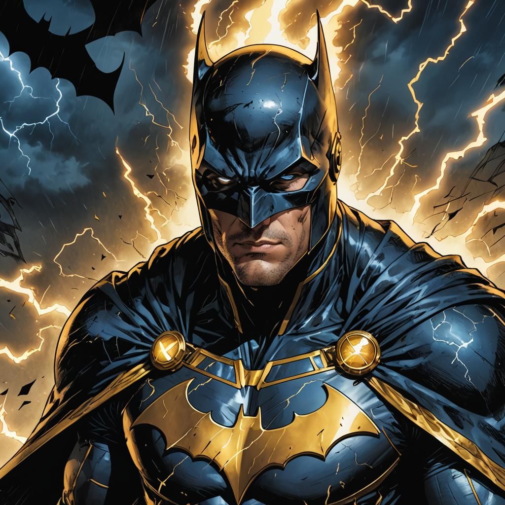 Man in Black and Gold Costume with Lightning