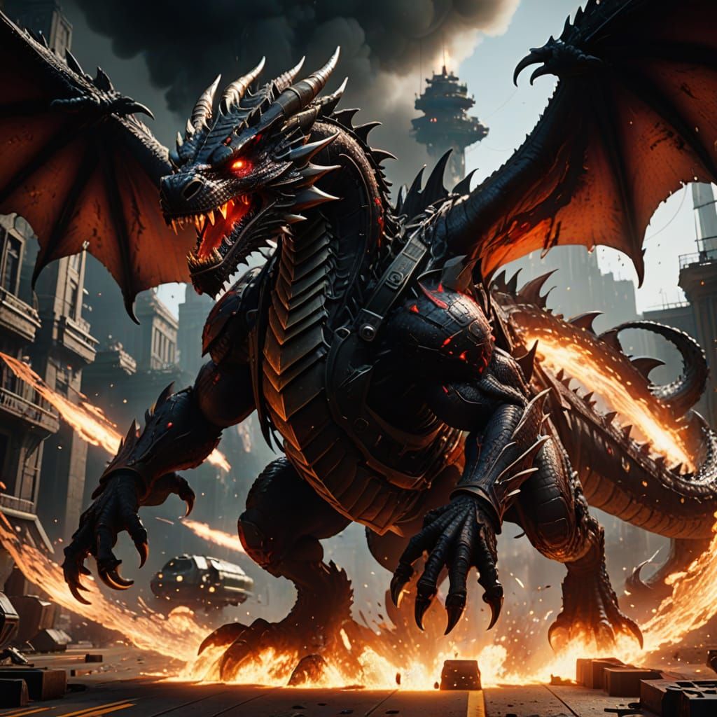 Cinematic Demon Dragon in Epic Space Battle