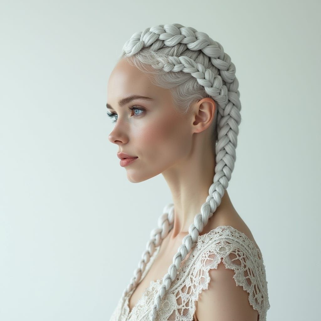 Braided Hair in Escher-like Staircases, Matte Pearl Finish