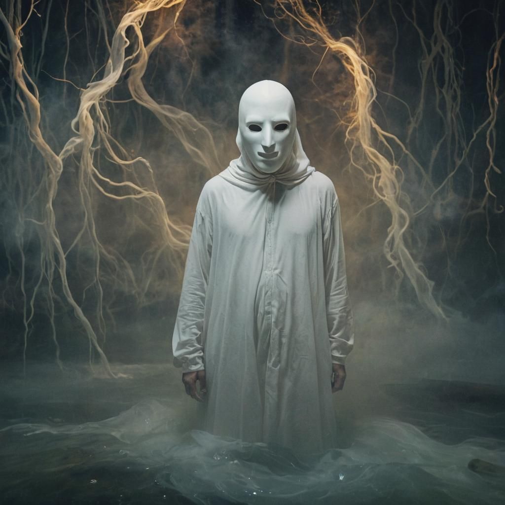 Masked Figure in Dreamlike Surrealism