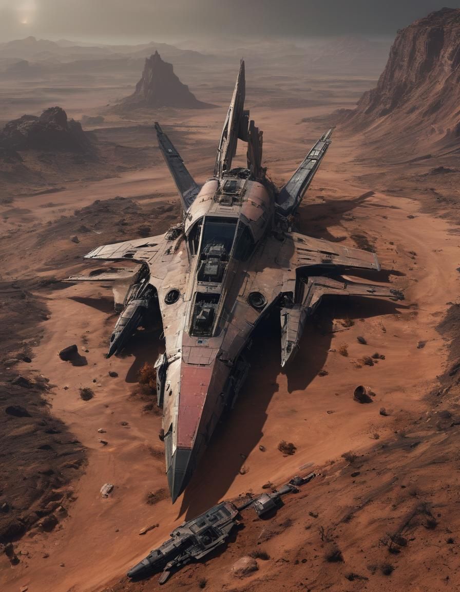 Derelict Starship Graveyard on Alien Planet