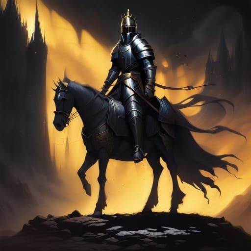 Knight Rides in Open Field: 3D Anime Art