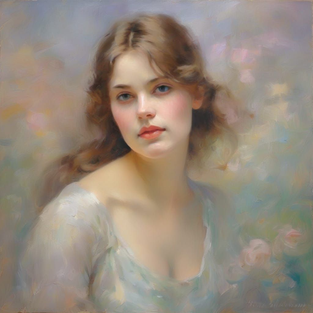 Ethereal Woman Portrait in Impressionist Style