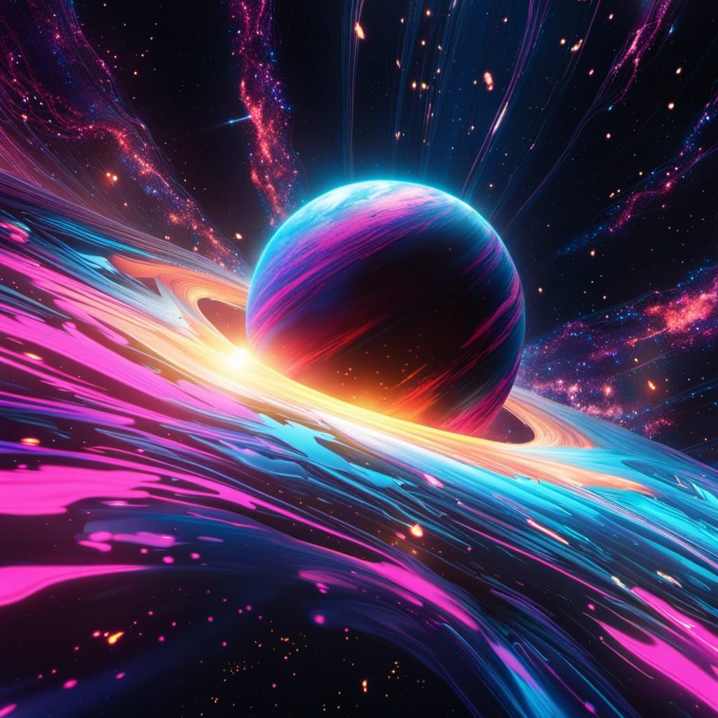 Planet Crashing into Black Hole: Synthwave Anime