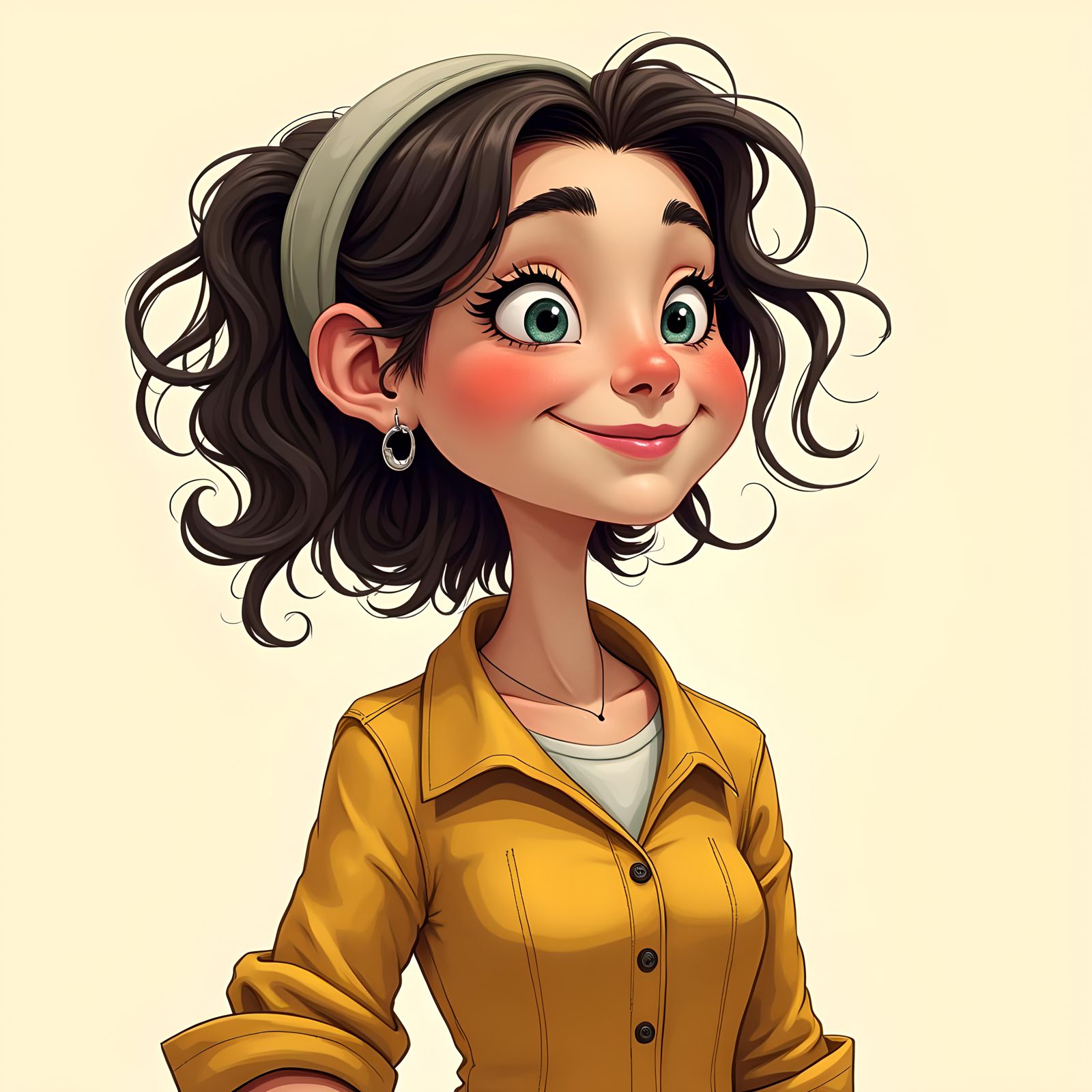 Cheerful Woman in Digital Illustration Style