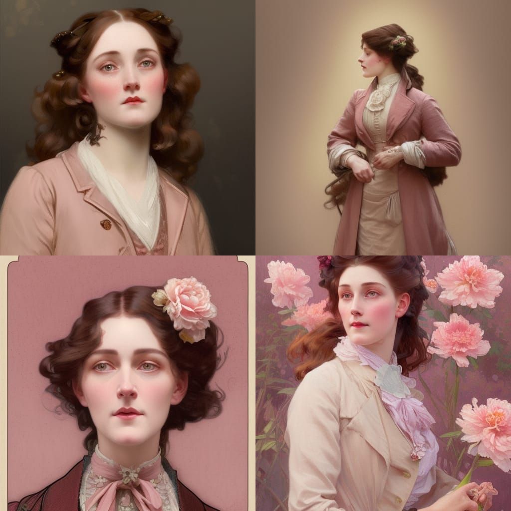 Edwardian Woman in Pink Trenchcoat Portrait