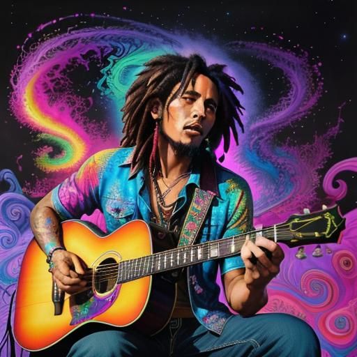 Bob Marley with Birds in Hyperrealistic Pop Art