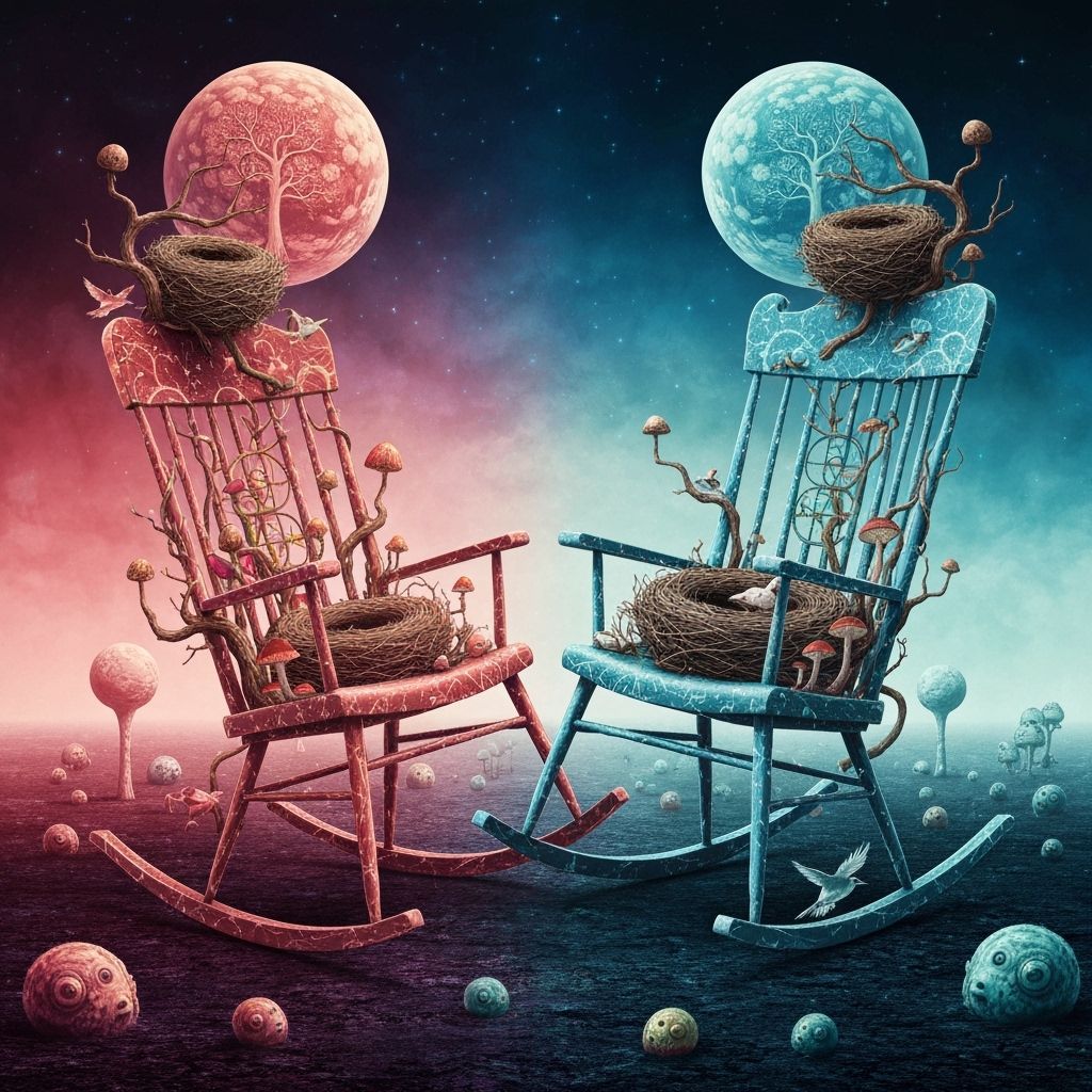Nature's Embrace: Dreamlike Rocking Chairs in Surreal Style