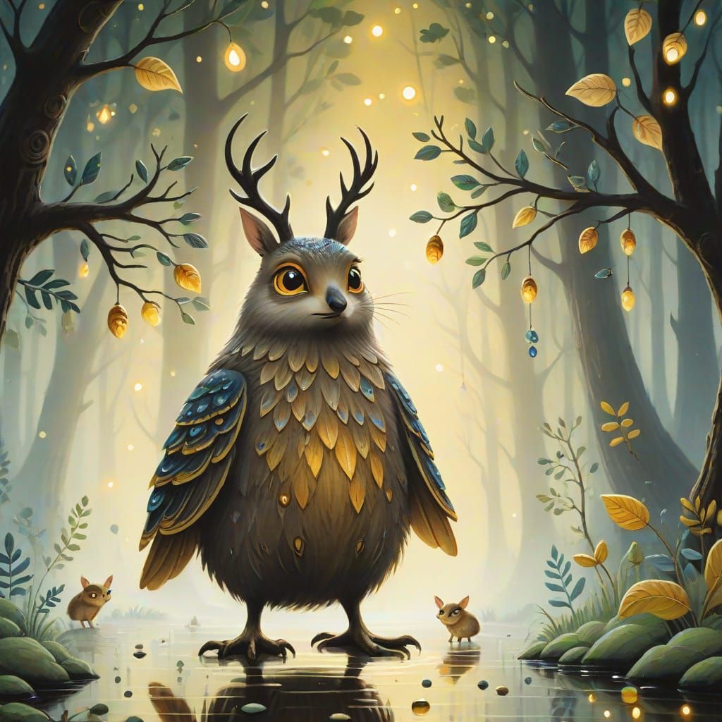 Whimsical Forest Critters in Gouache Folk Art