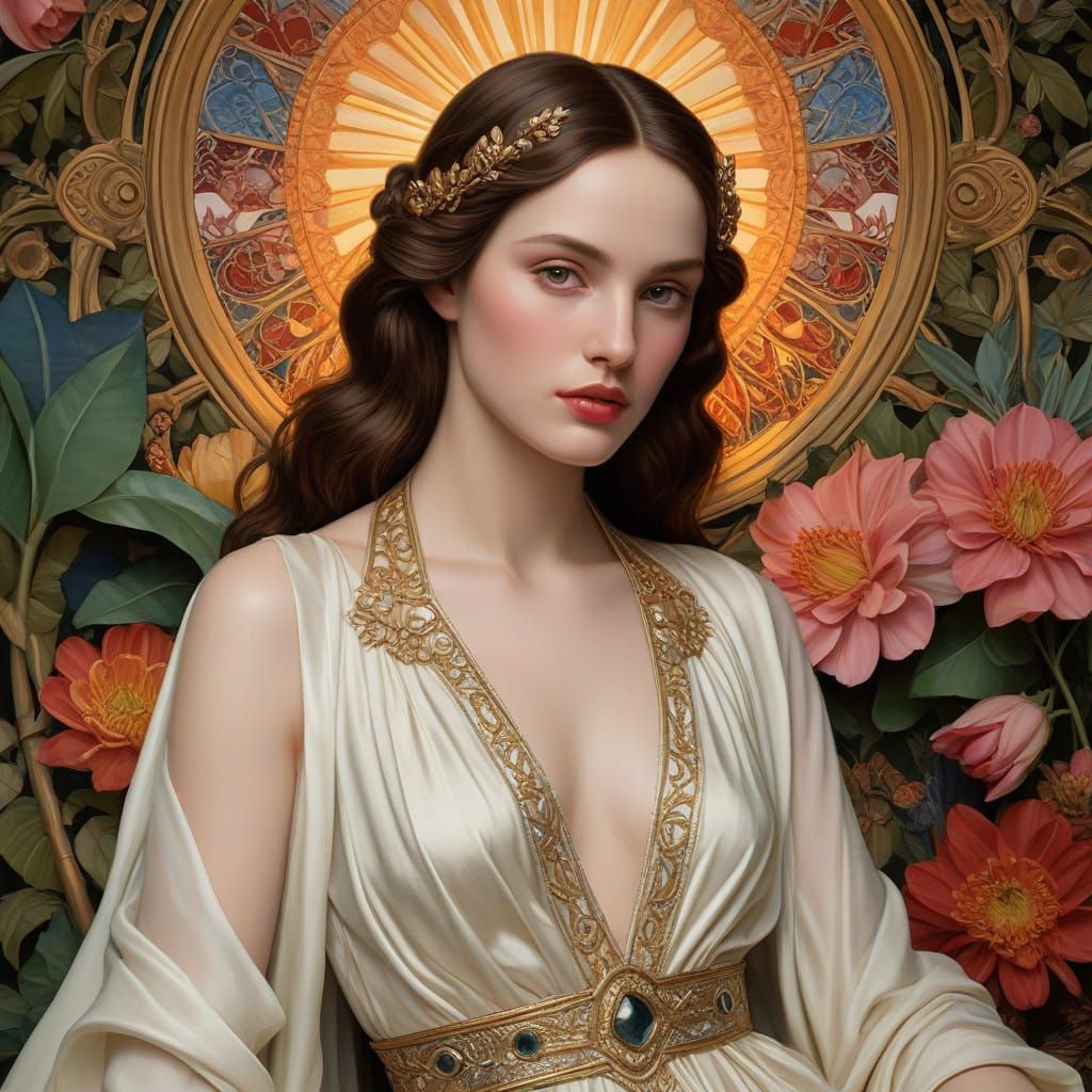 Ethereal Goddess Emerges in Art Nouveau Splendor