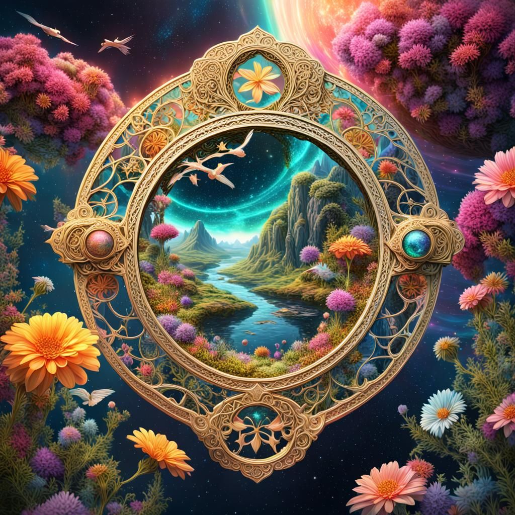 Floral Filigree in Space: Maximalist Digital Art