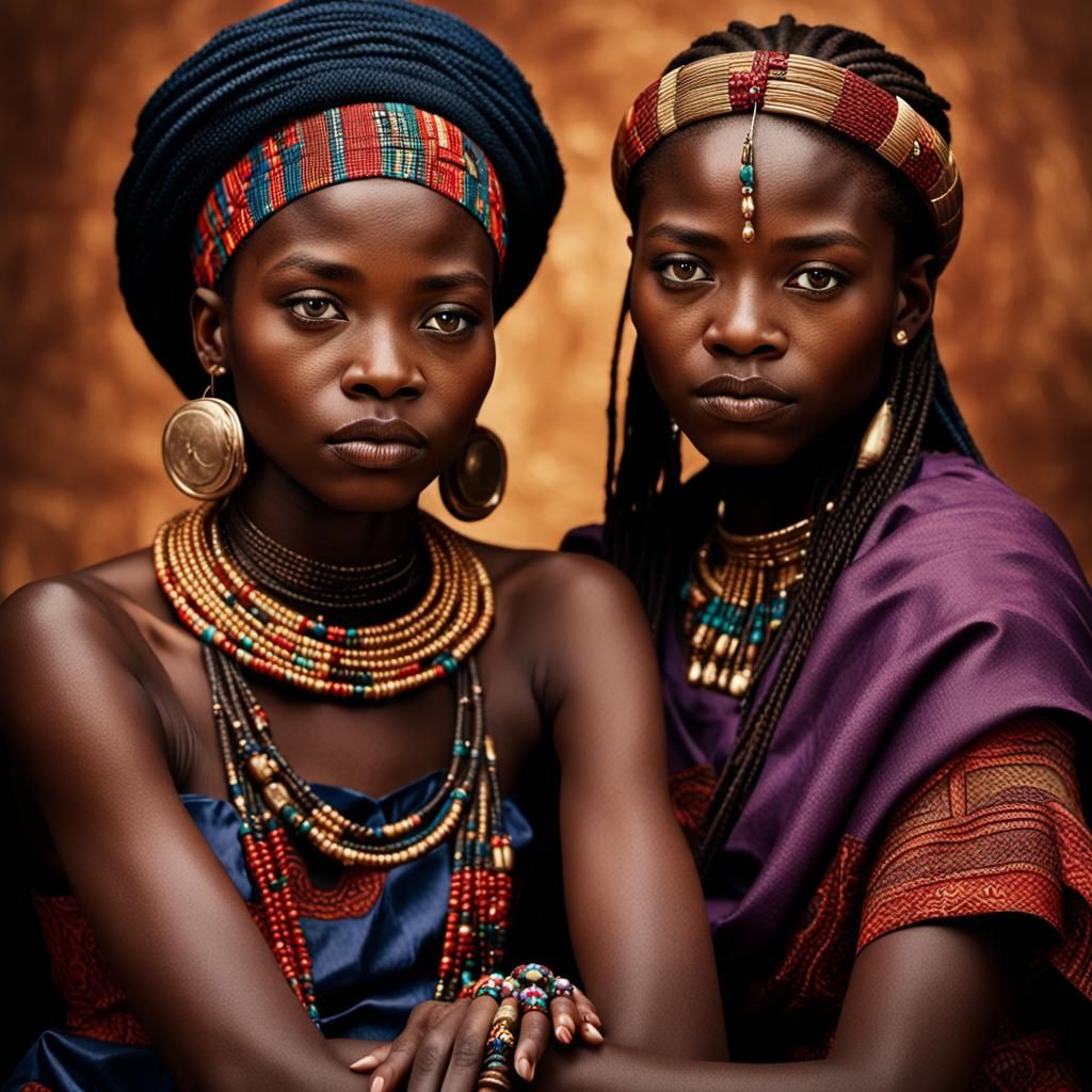 Sorceresses of Togo and Tanzania in Magical Realism Style