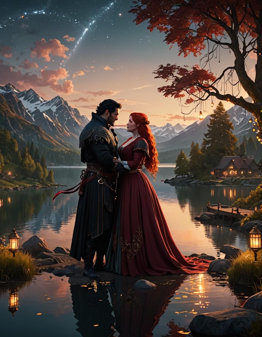 Ethereal Handfasting Ceremony by Lake: 8K Concept Art